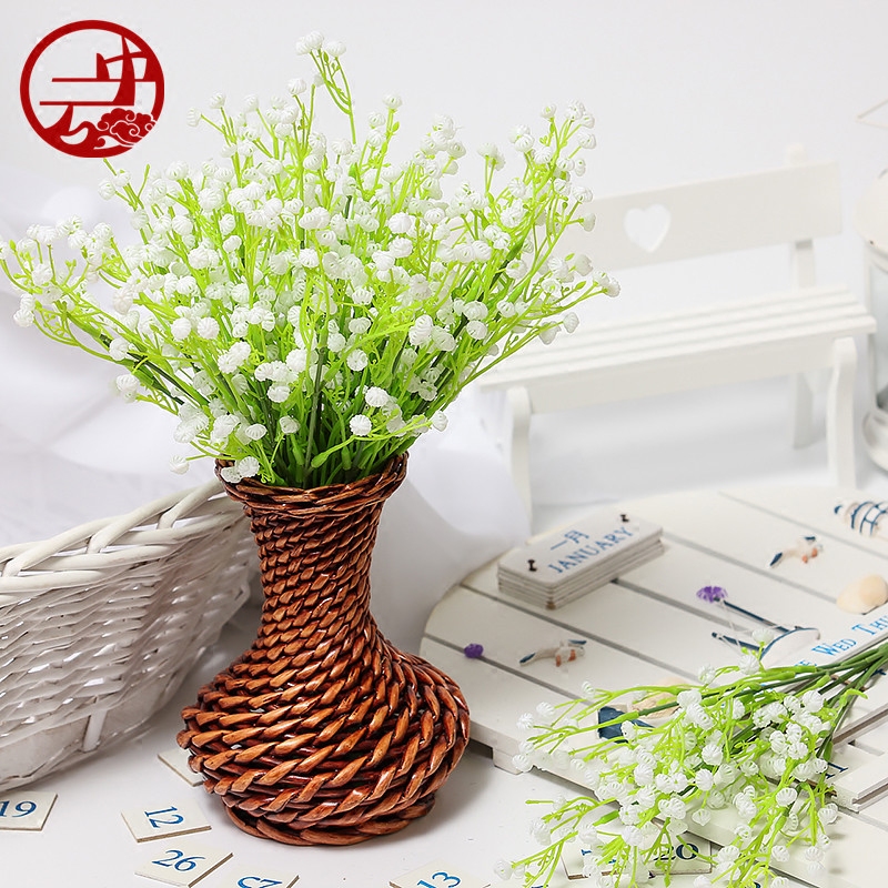 Hand-knotted vase flower arrangement dry flower simulation green plant small fresh living room dining table TV cabinet tea table vase decoration in the cloud - Taobao