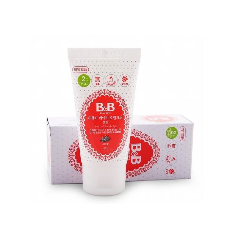 乐友韩国保宁B&B婴儿凝胶型口腔清洁剂葡萄味40g 2-4岁 母婴用品