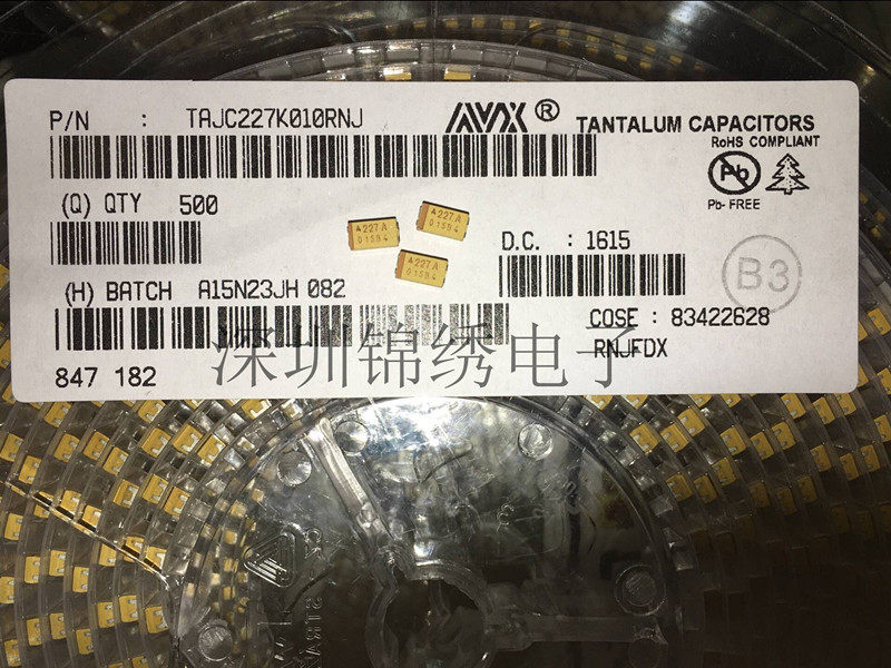 Tantalum capacitive AVX 6032 TAJC227K006 6 3V 220UF C Type 10% 227J