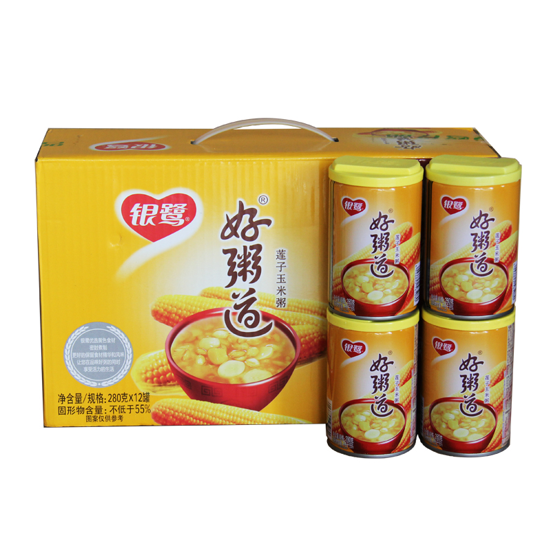 Silver egret lotus seed corn eight-treasure porridge Good porridge Road 280g * 12 cans whole box quick food congee casual snacks