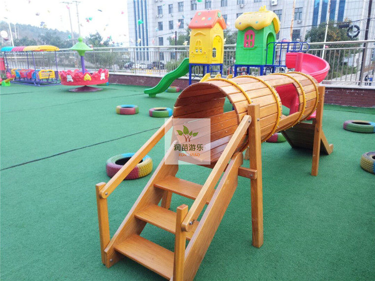 Outdoor large wooden slide climbing drilling combination toys kindergarten wooden outdoor drilling toys