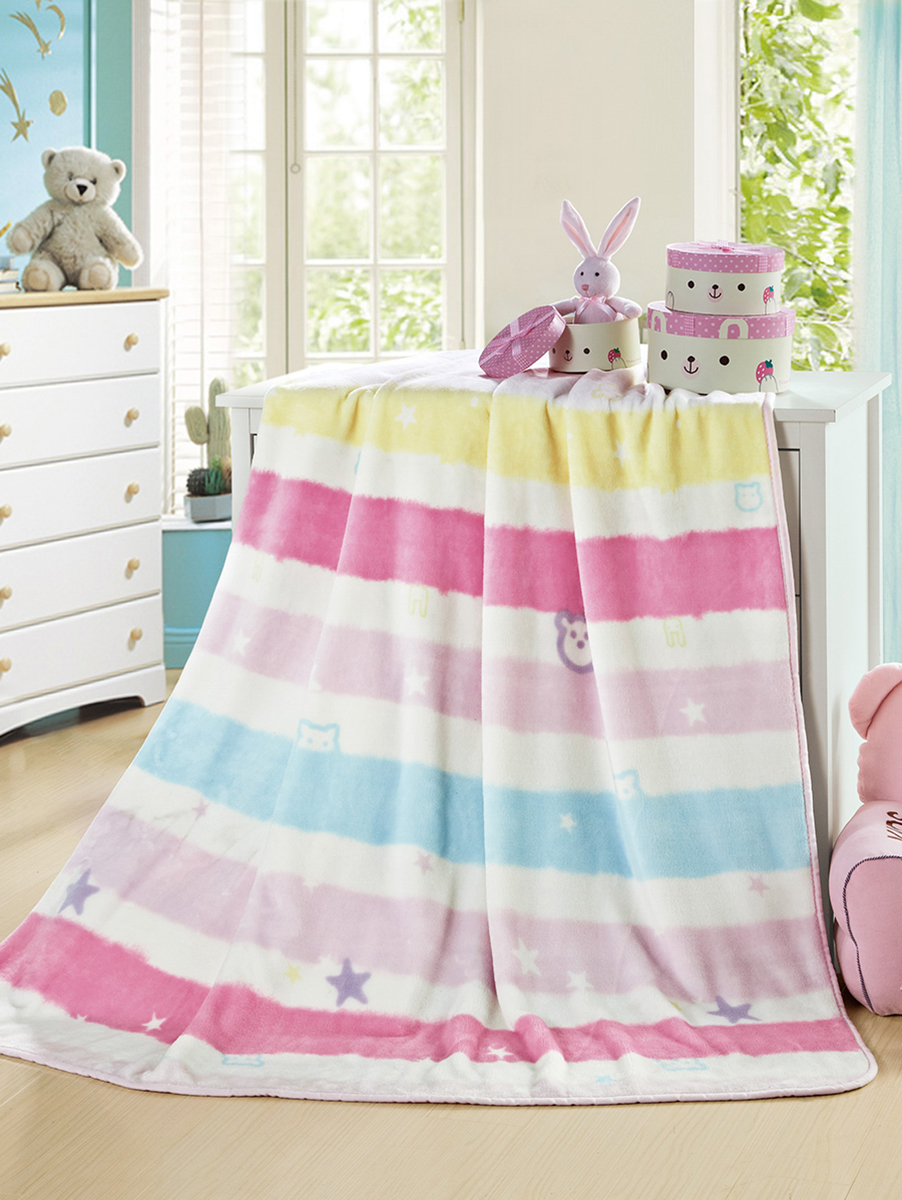 Luolai Kids/罗莱儿童 夏日彩虹法兰绒毯1.2米床