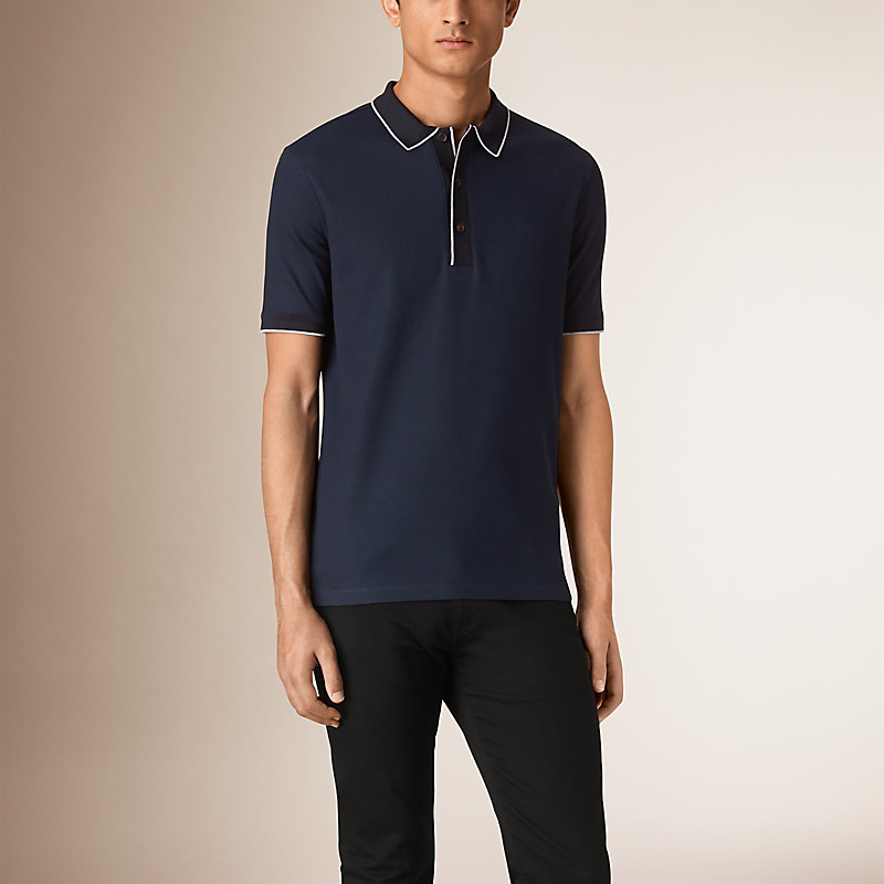 BURBERRY/博柏利对比镶边棉质珠地网眼布 Polo 衫 39992911
