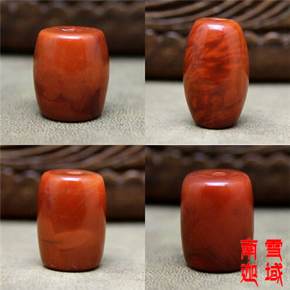 One thing one shot]DIAMETER 13-14MM Liangshan original mine natural south red agate barrel beads full of meat persimmon red flame