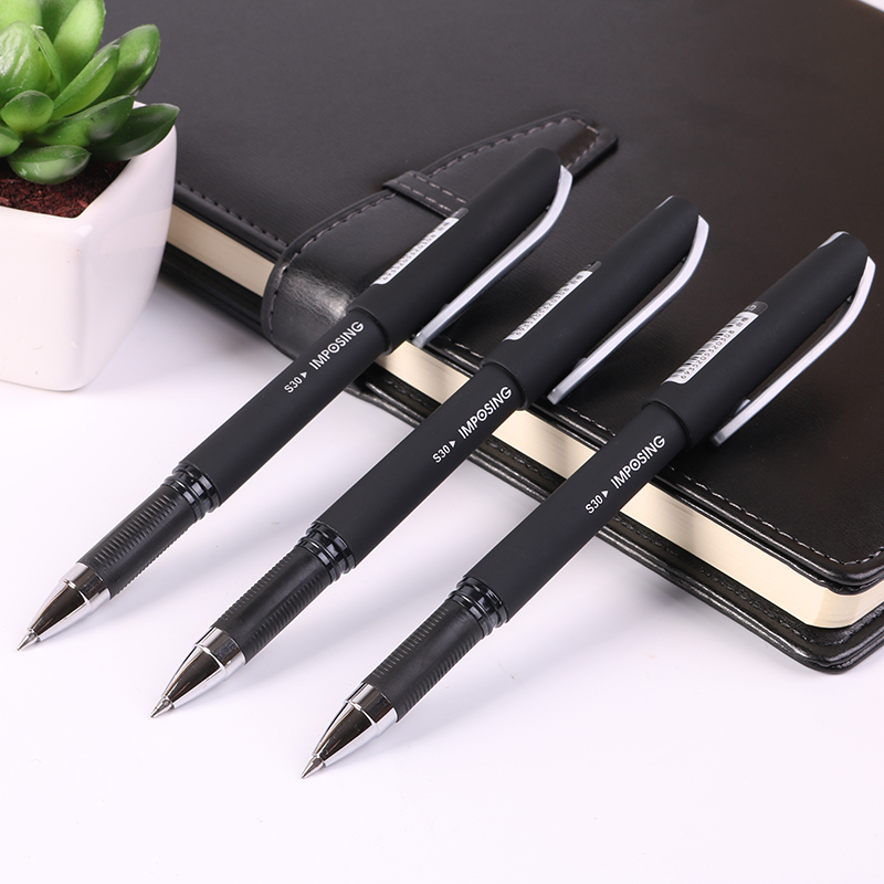 Deli signature pen 0 5 office water-based pen 0 7mm soft rubber matte rod black gel pen thick stroke signature refill business carbon hard pen Calligraphy practice special student adult writing stationery