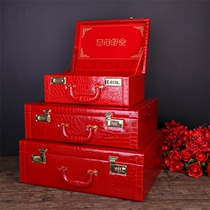Wedding suitcase Bride dowry box Red box Festive suitcase bag password bag Retro wedding festive leather official box