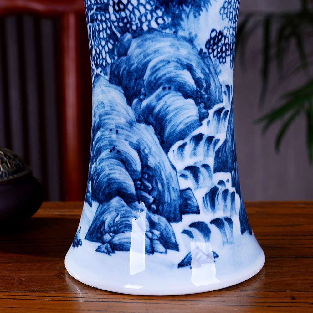 The Master of jingdezhen blue and white porcelain ceramic vase hand - made mei bottles of modern home decoration mountains scenery of jiangnan furnishing articles