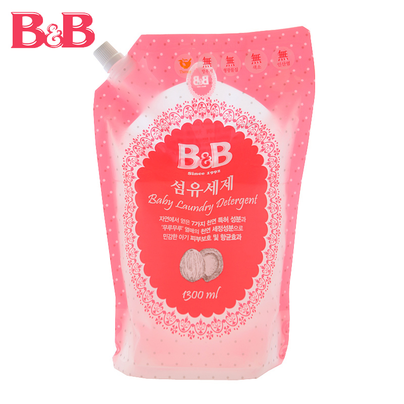 韩国保宁宝宝洗衣液 B&B婴儿纤维洗衣液补充装 (香草香)1300ml