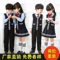 Kindergarten garden suit of British College wind school uniform Spring and Autumn childrens clothing suit for boys and girls