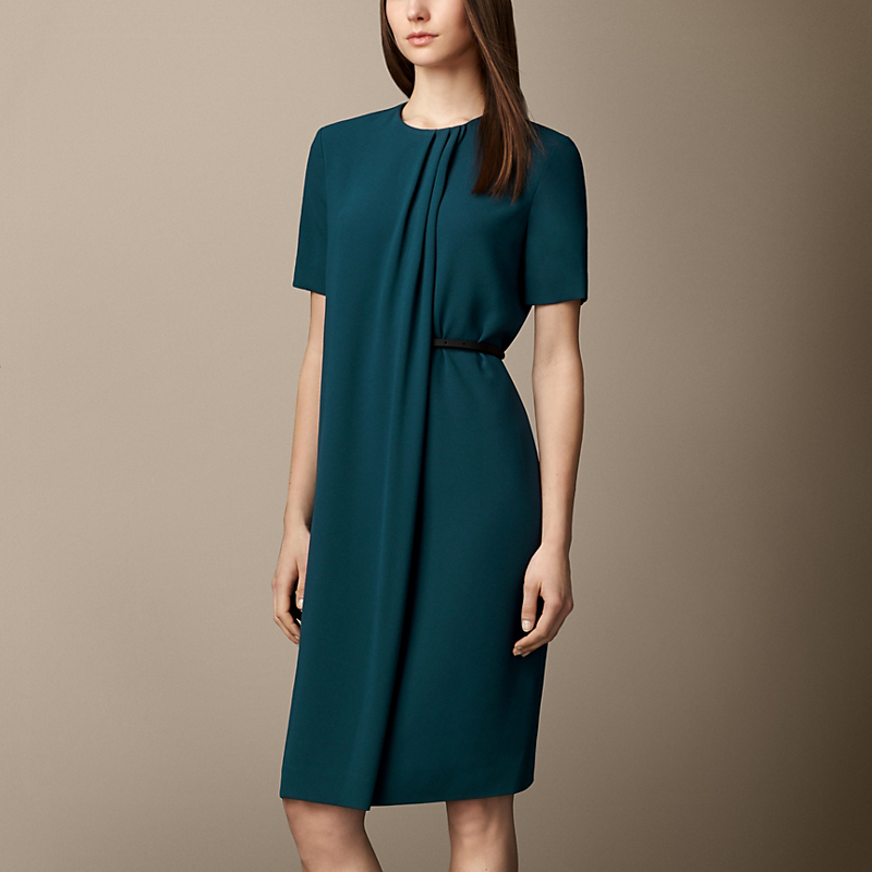 Burberry博柏利 女士缎面背衬绉丝系带连衣裙  39461551