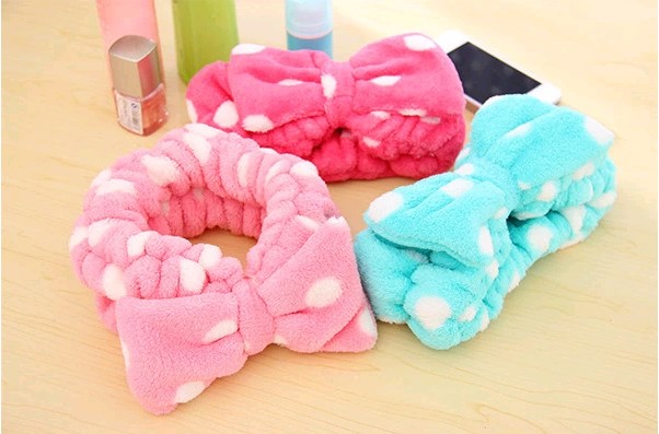 22 new products Japanese small fresh bunch of gold thread embroidery big bow velvet headband plush hair band wash face