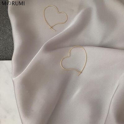 M's RUMI minimalist face slimming, extremely small hollowed-out large heart-shaped exaggerated earrings, elegant ear rings, trendy Japanese and Korean style
