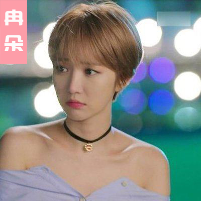 冉朵 短发  假发女帅气  齐刘海短发直发真发假发女短发波波头