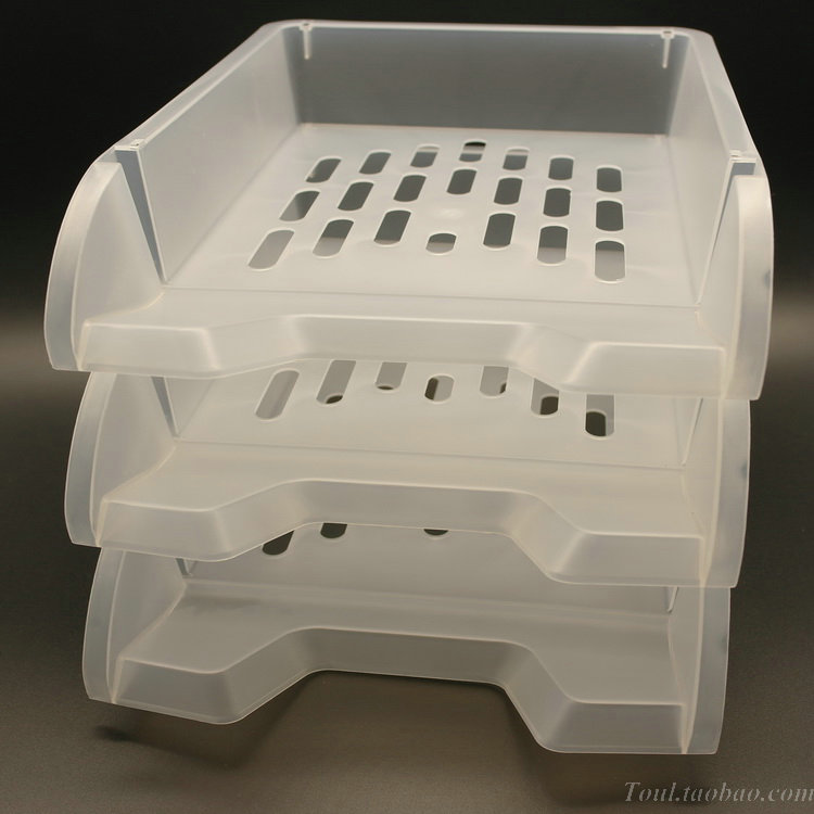 Three-layer file tray plastic PP unprinted good quality file frame desktop data rack file column office finishing rack