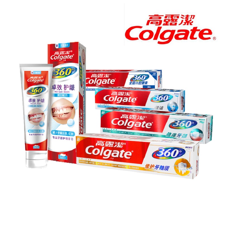 高露洁360牙膏健洁-健康牙龈-美白-修护牙釉质卓效护龈140g五支装