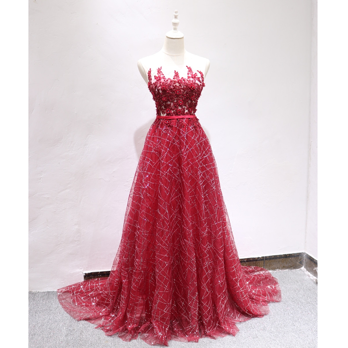 Red Bag Shoulder Handmade Bright Sheet Evening Gown Bride Toast Return Door Dinner Walk Show Host Famous for a long version