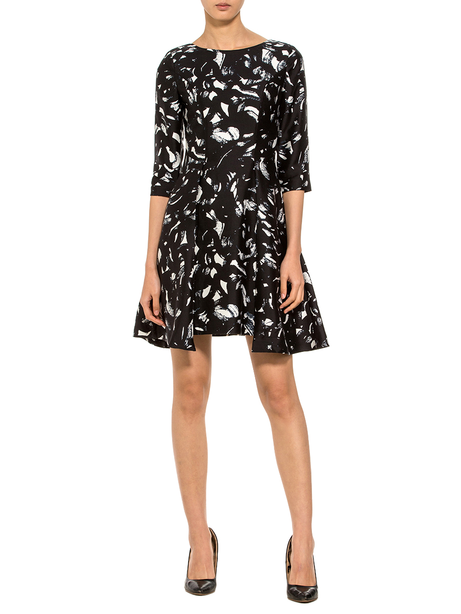 ALLLLLLLBRIGHT 黑色印花不规则剪裁连衣裙