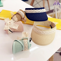 Childrens straw hat summer empty hat summer sun hat baby sun hat Korean girl wide eaves folding beach hat