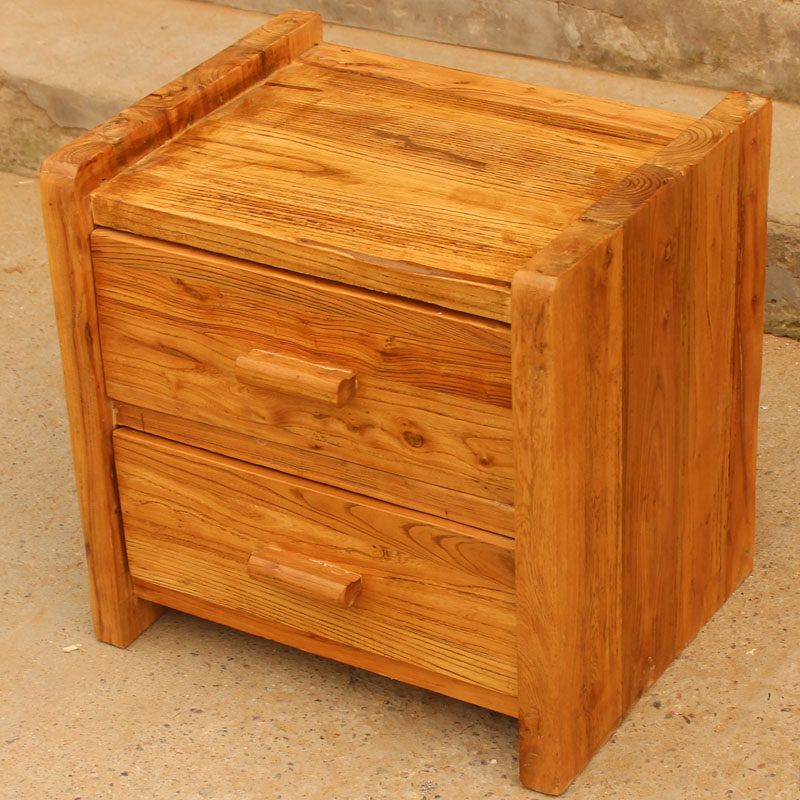 Chinese style old elm bedroom bedside table modern minimalist solid wood storage cabinet log furniture bedside table functional cabinet