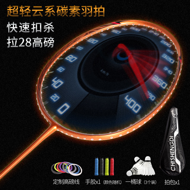 Full Carbon Badminton Racket 5u Beginue Training Single Pat Control Ball-control Amateur Adult Student Plume