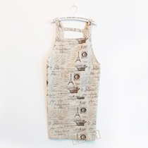 Eurostyle Iron Tower Printed Sleeveless Apron Double Shoulder Harness Double Pocket Cotton Linen Full Hemp Cloth Kitchen Bakery Workwear