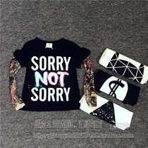 Childrens flower arms European and American womens baby personality tattoo top Q2 summer long sleeve T-shirt spring dress for boys hip hop clothes