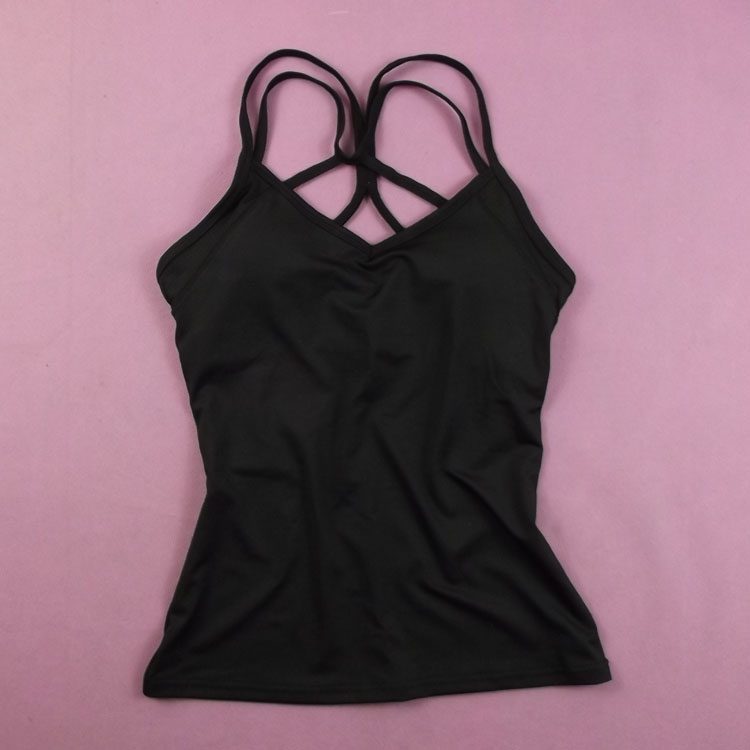 Dingsheng foreign trade women's Australia single speed dry elastic body with chest cushion yoga fitness slow running sports vest S753