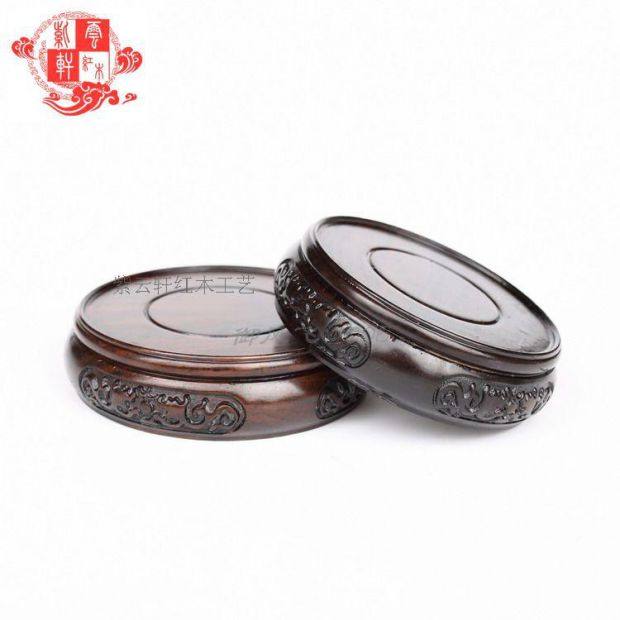 Special black Azusa wood carving bottle Buddha statue Flower pot Seal Whole wood base Handicraft decoration Solid wood jewelry wooden tray