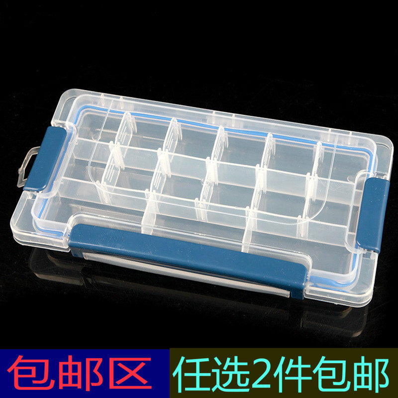 Three-buttons 15-g transparent plastic containing box gear box parts box small five gold tool box sealed box