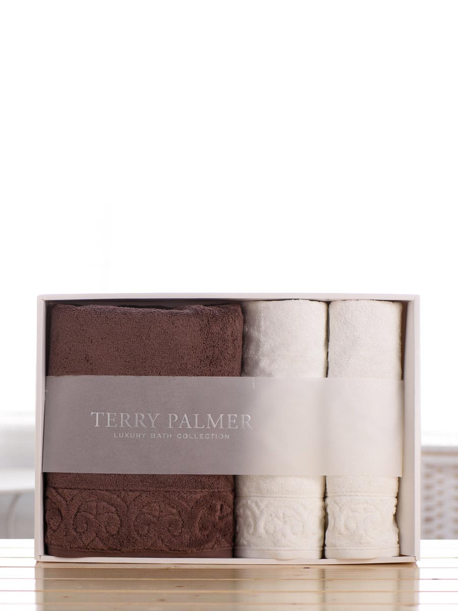 terry palmer|割绒桃心澳洲棉1浴2面（巧克力色+米色）