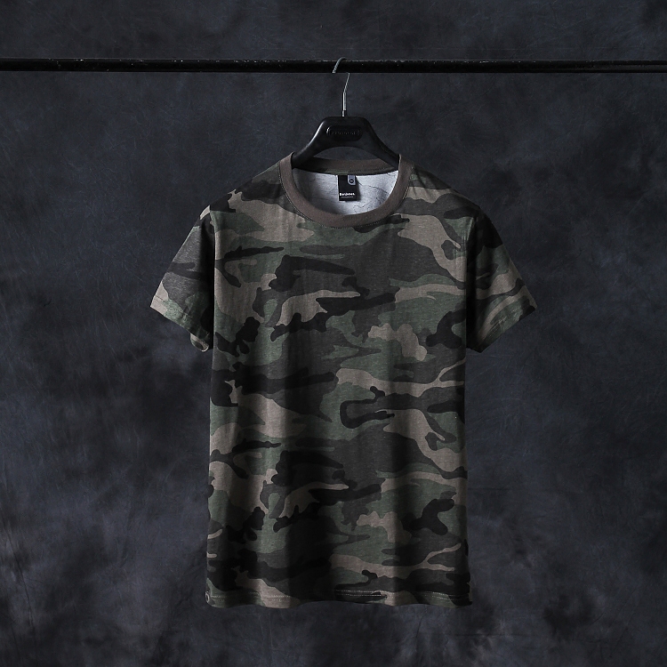 Foreign trade tail single men's cotton large size round neck men's and women's camouflage short-sleeved t-shirt thin loose printing T-shirt