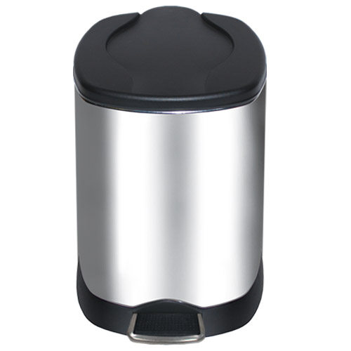 台湾官网直邮进口家简尘除-丽丝纹不锈钢脚踏式垃圾桶(5L)