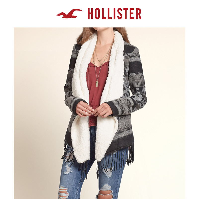 Hollister 图案羊羔绒内衬开衫 女 98344