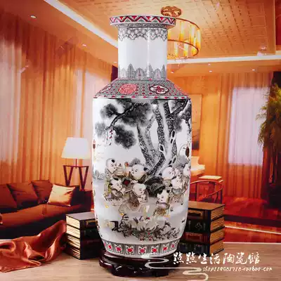 Jingdezhen ceramic vase boy spring picture living room home landing new house decoration ornaments gifts