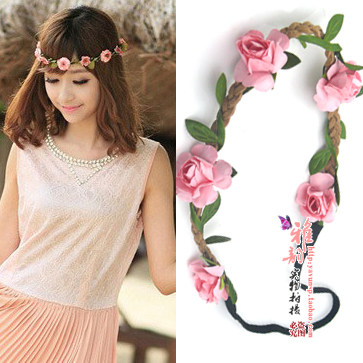 Seaside Resort Emulation Head Flower Hair with son Wedding Dress Photo Flower Ring Accessories Headwear Hair Braid Hair Braid