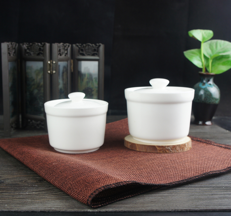 Household ceramic pure white 4 inch soup pot soup pot with lid water-proof tonic dessert stewed bird's nest stewed pot steamed egg soup