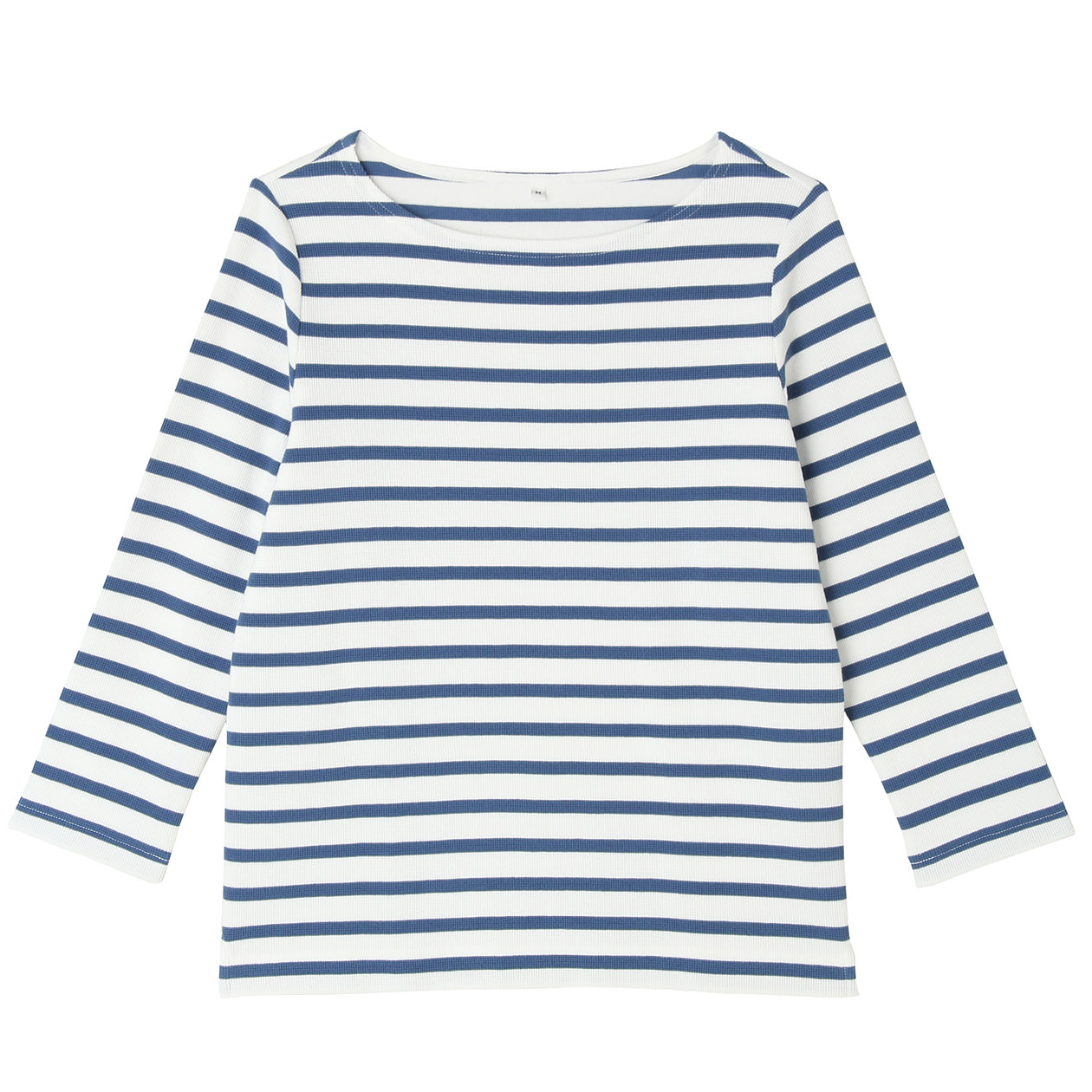 无印良品 MUJI 女式 棉条纹七分袖T恤