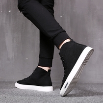 Spring mens high top casual shoes High state tide shoes board shoes Canvas shoes Korean version of the trend winter velvet warm cotton shoes