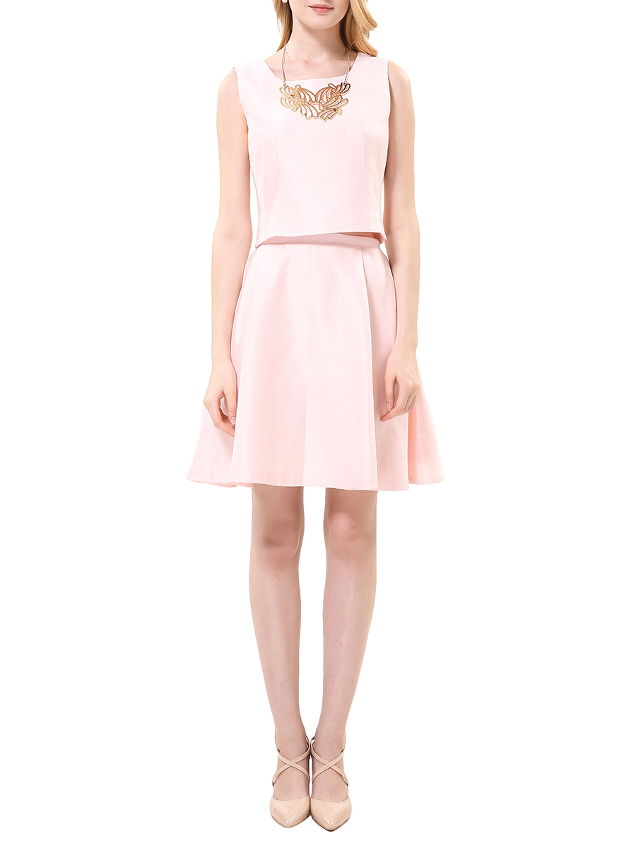 JESSICA 粉色无袖上衣短裙套装