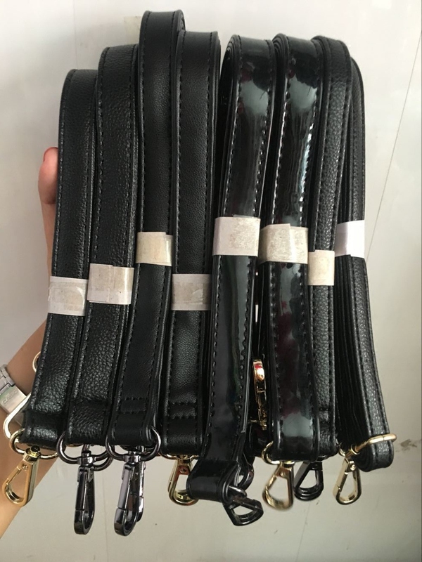 Free Shipping Black Long Shoulder Strap Crossbody Strap with Pebbled Pu Patent Leather Black Bag Strap Accessories