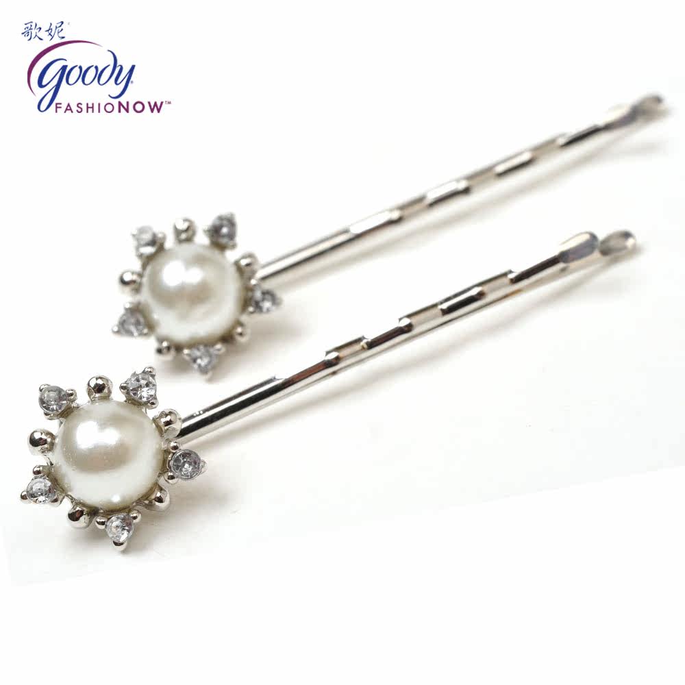 Goody/歌妮美国新品发饰 发夹 人工珍珠水钻一字夹 对夹 刘海夹