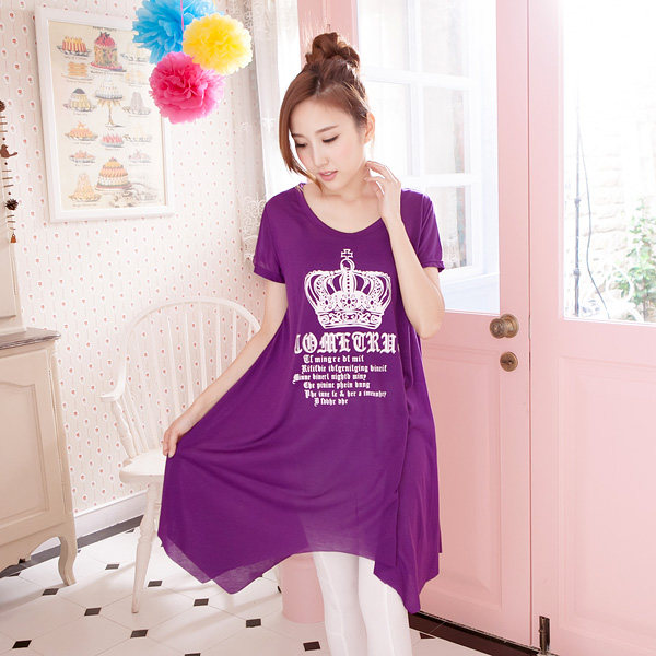 台湾官网直邮进口[熊衣裤语]D318华丽欧式风格．英文字亮粉皇冠图