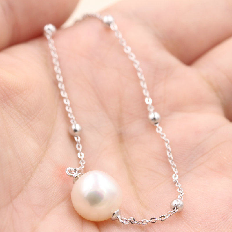 925 silver handmade accessories Pearl Handmade accessories Empty Nursery Diy Through Hole Pearl with road road through semi-finished products chain