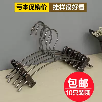 Baishun clothing store children's clothing hangers high-end children's antique trousers rack bronze iron trousers clip arc hanger