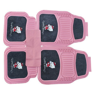 汽车脚垫 乳胶防水卡通kitty猫可爱女士脚垫汽车用品起亚朗逸现代