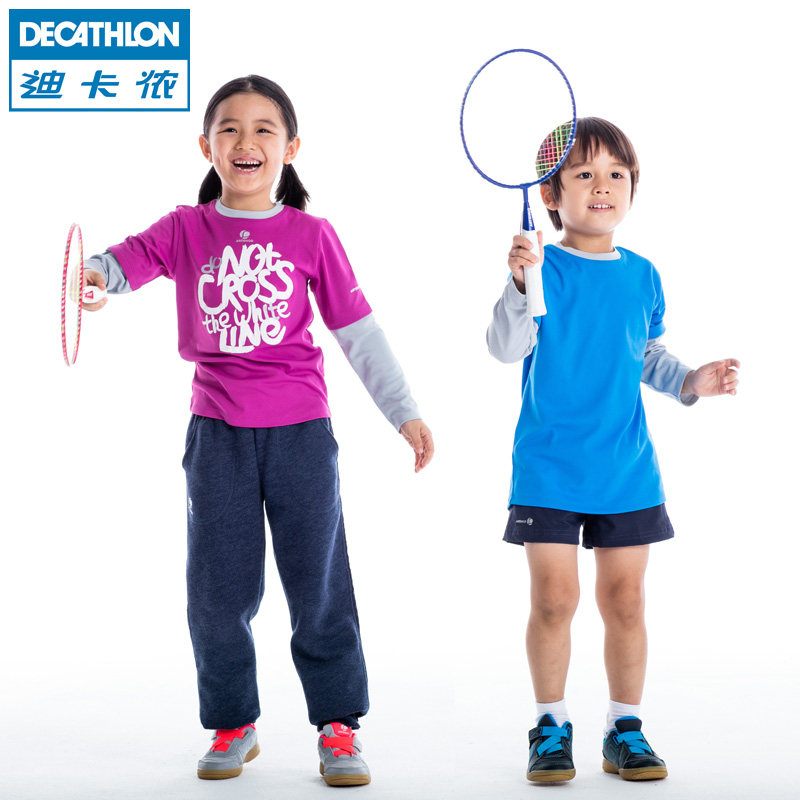 迪卡侬 男女童运动T恤 秋冬青少年快干长袖套头运动衫ARTENGO