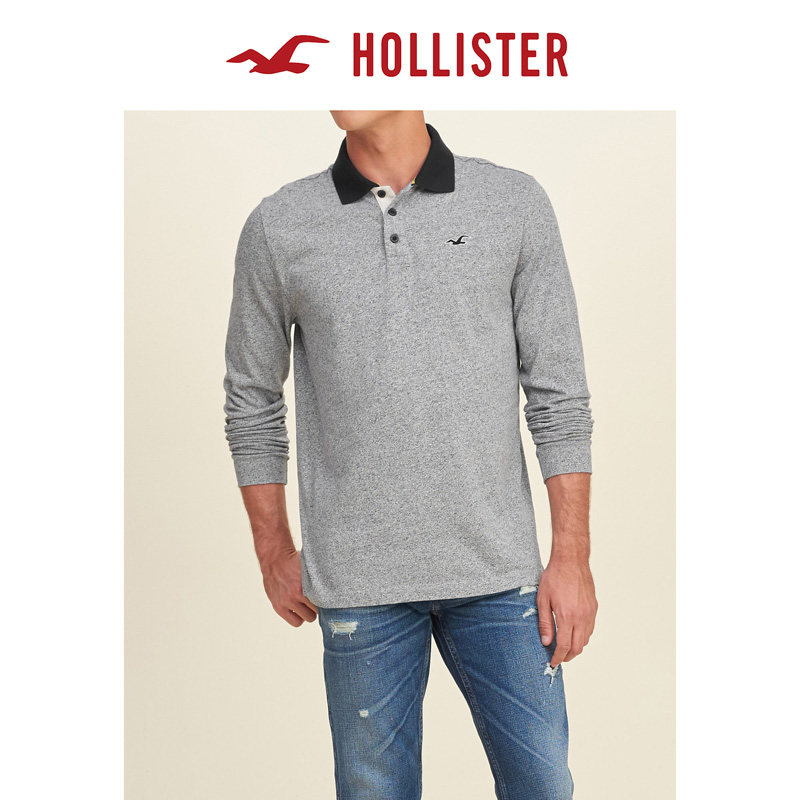 Hollister 长袖标识图样 Polo 衫 男 124013