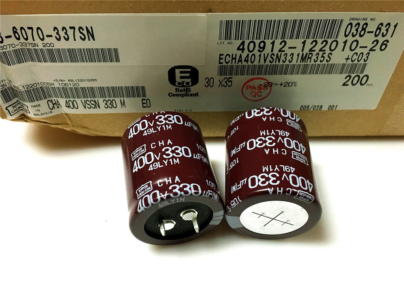 Chemical NCC Black Diamond electrolytic capacitor 400V330UF 30X35 CHA Department 330UF400V original box