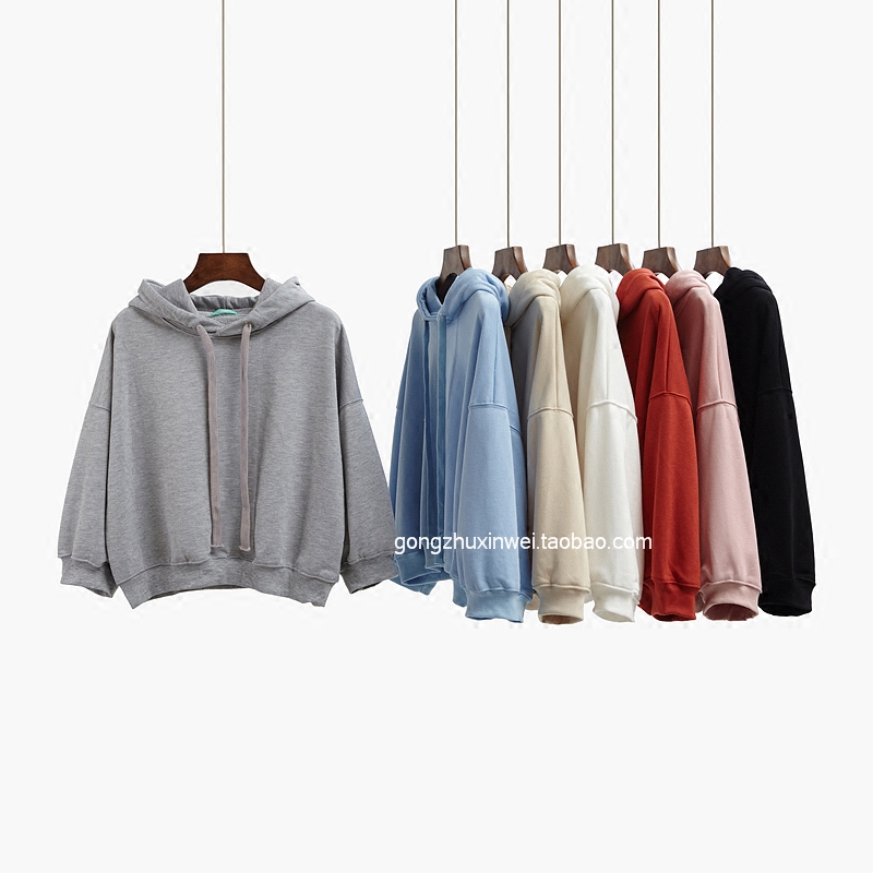 ulzzang sweater women hedge loose spring and autumn Korean students tonic short soft hoodie high waist hoodie bf