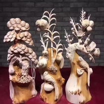 Wood root carving factory Yabai Meilan bamboo old cold three friends living room home furnishings direct hand carved ornaments
